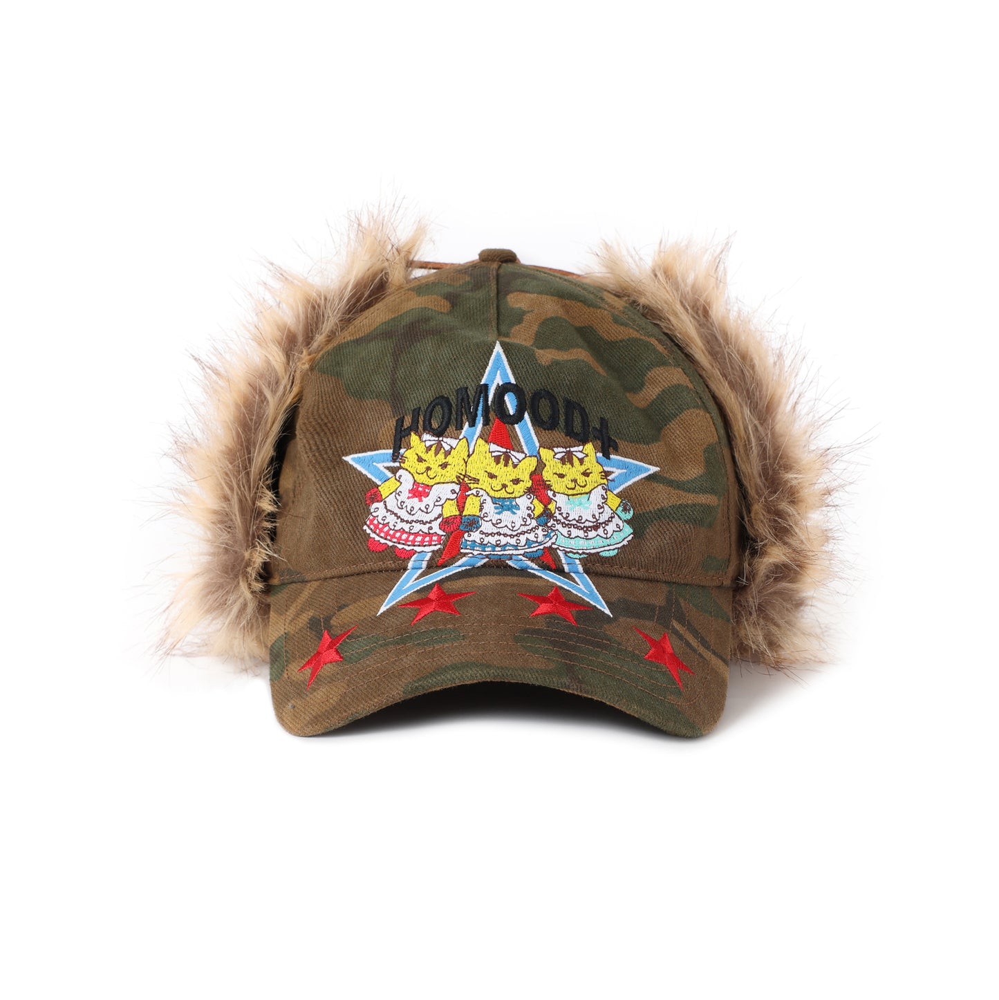Camouflage Faux Fur Trim Baseball Cap Y2K Streetwear Hat