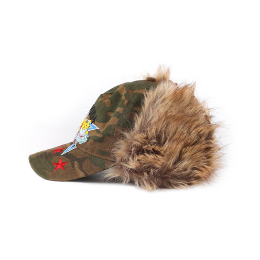Camouflage Faux Fur Trim Baseball Cap Y2K Streetwear Hat