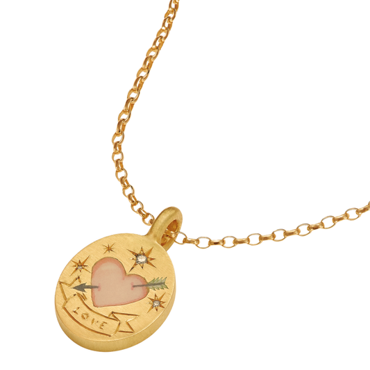 Hand-Painted Floral Heart Pendant Necklace