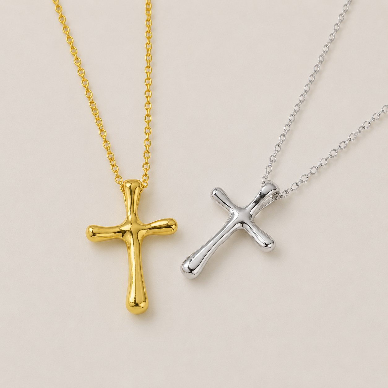 Sculpted Cross Pendant Necklace