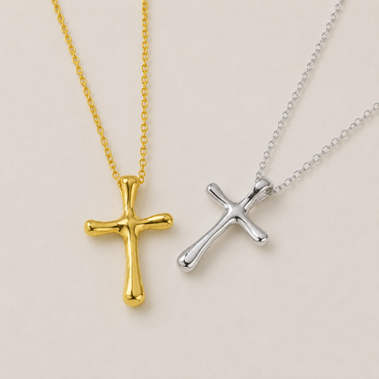 Sculpted Cross Pendant Necklace