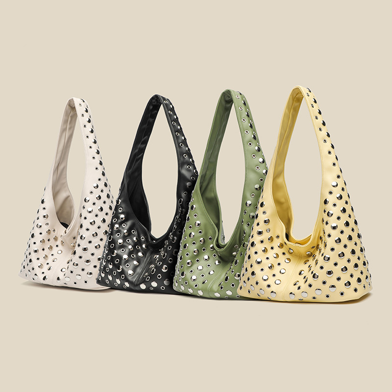 Women’s Studded Polka Dot Bucket Tote Street Style