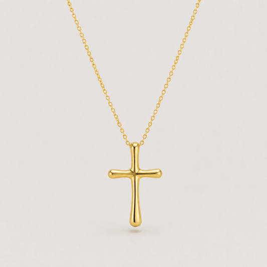 Sculpted Cross Pendant Necklace