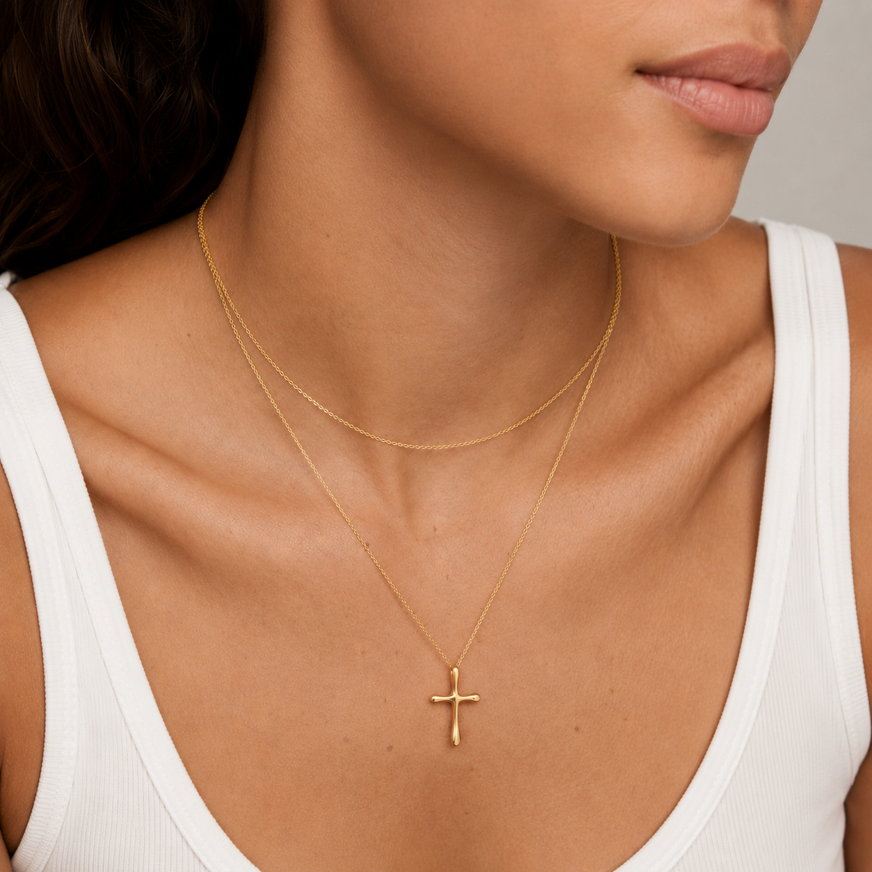 Sculpted Cross Pendant Necklace