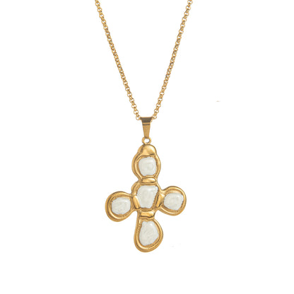Enamel Cross Pendant Necklace – Colorful INS Style Trendy Jewelry for Men & Women