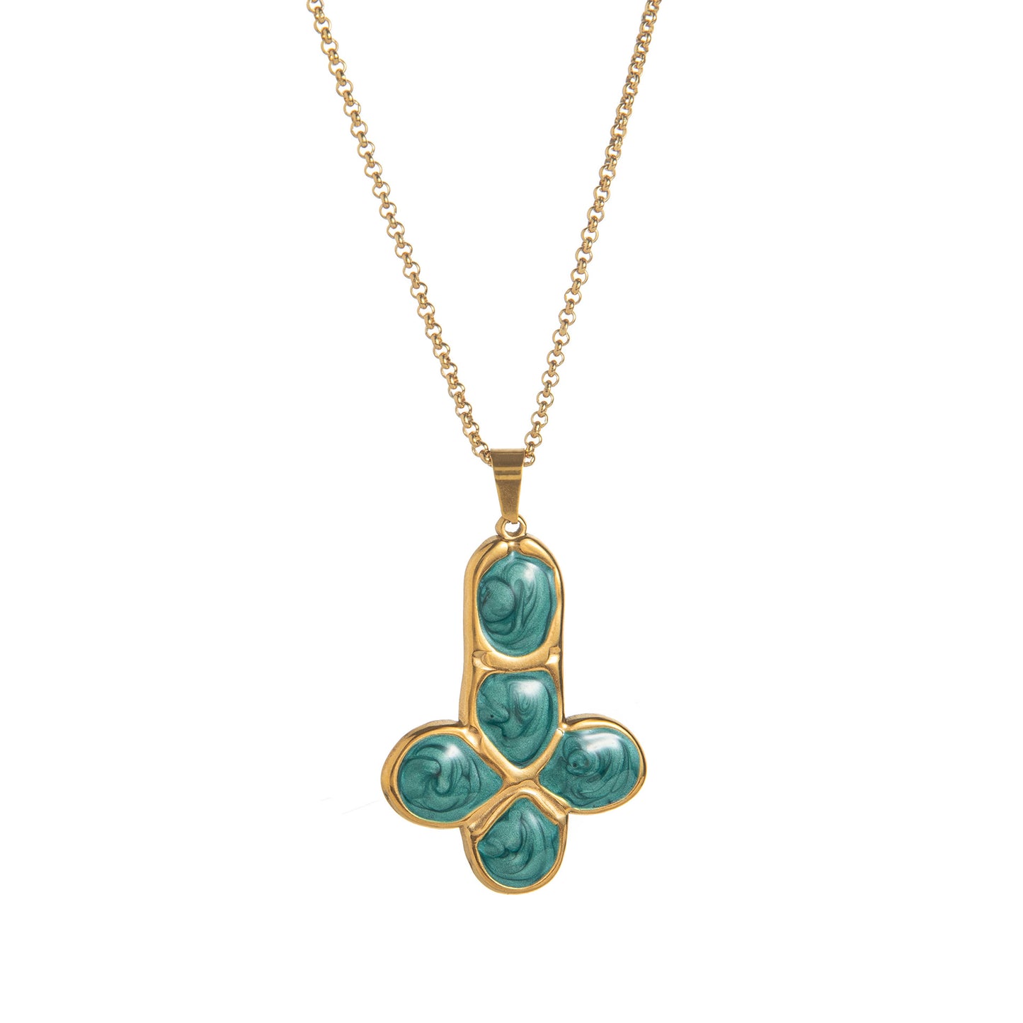 Enamel Cross Pendant Necklace – Colorful INS Style Trendy Jewelry for Men & Women