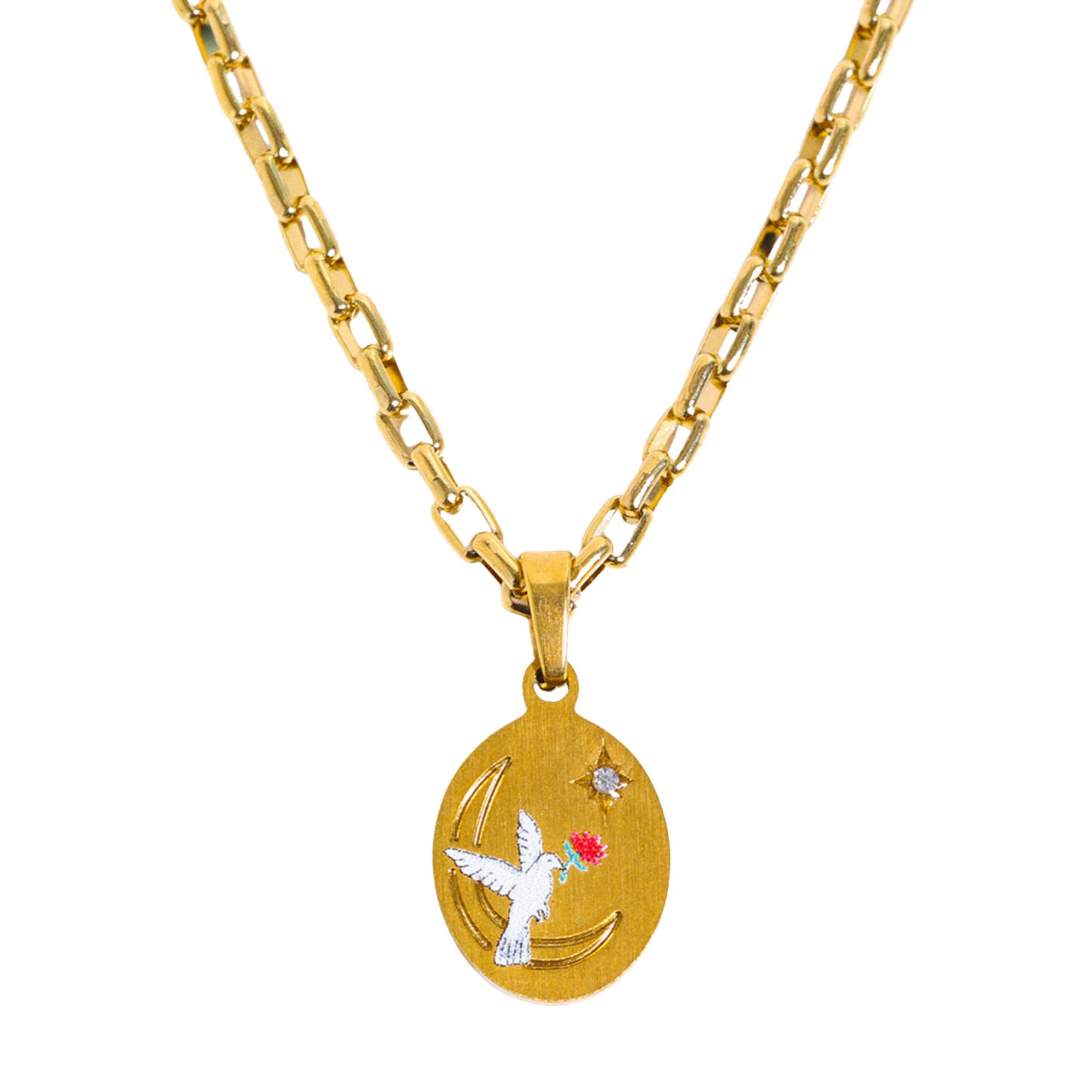 Hand-Painted Floral Heart Pendant Necklace