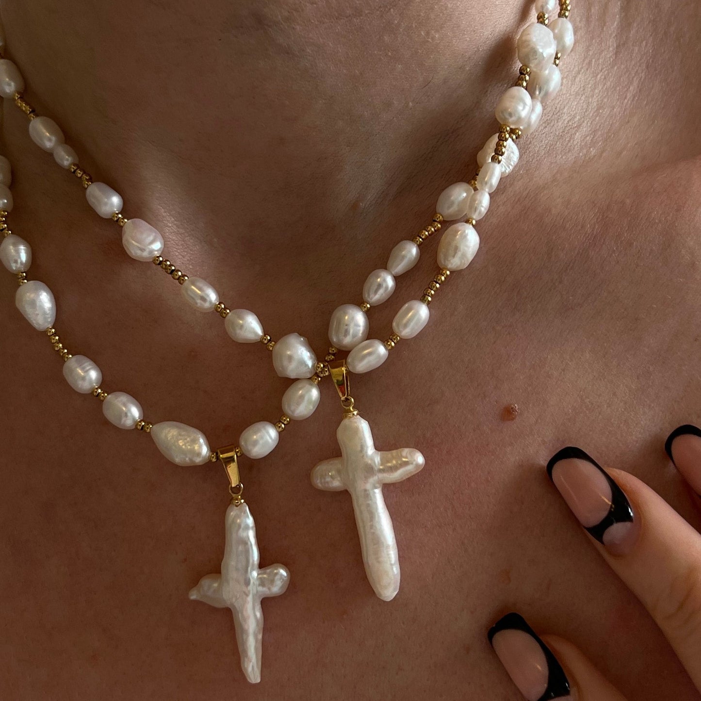Cross Pearl Necklace