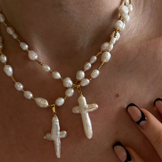 Cross Pearl Necklace