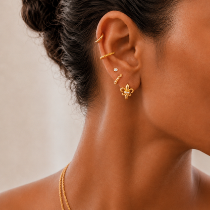 Fleur Huggie Hoop Earrings